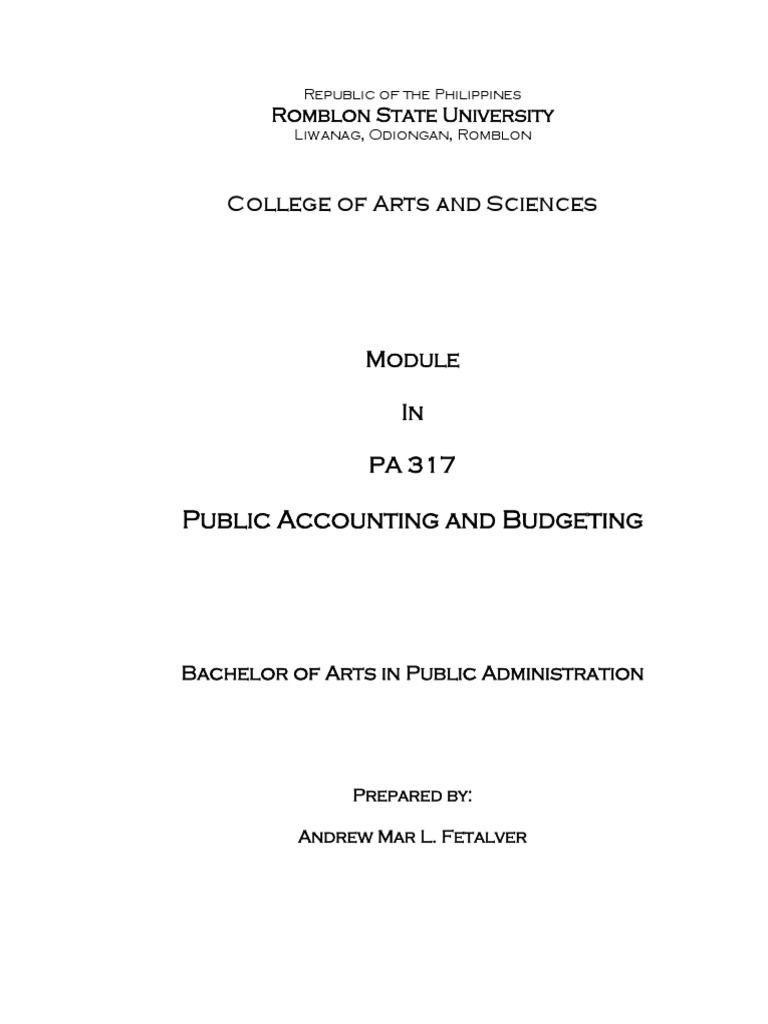 Fetalver ABPA3 (PA 317 Public Accounting and Budgeting) PDF PDF