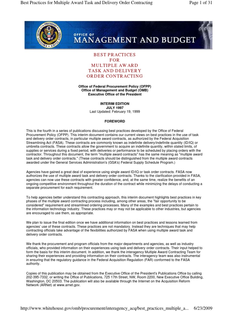 Best Practices FOR Multiple Award Task and Delivery Order Contracting ...