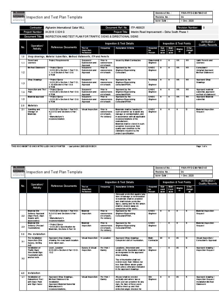 Traffic Signs Inspection and Test Plan | PDF | Specification (Technical ...