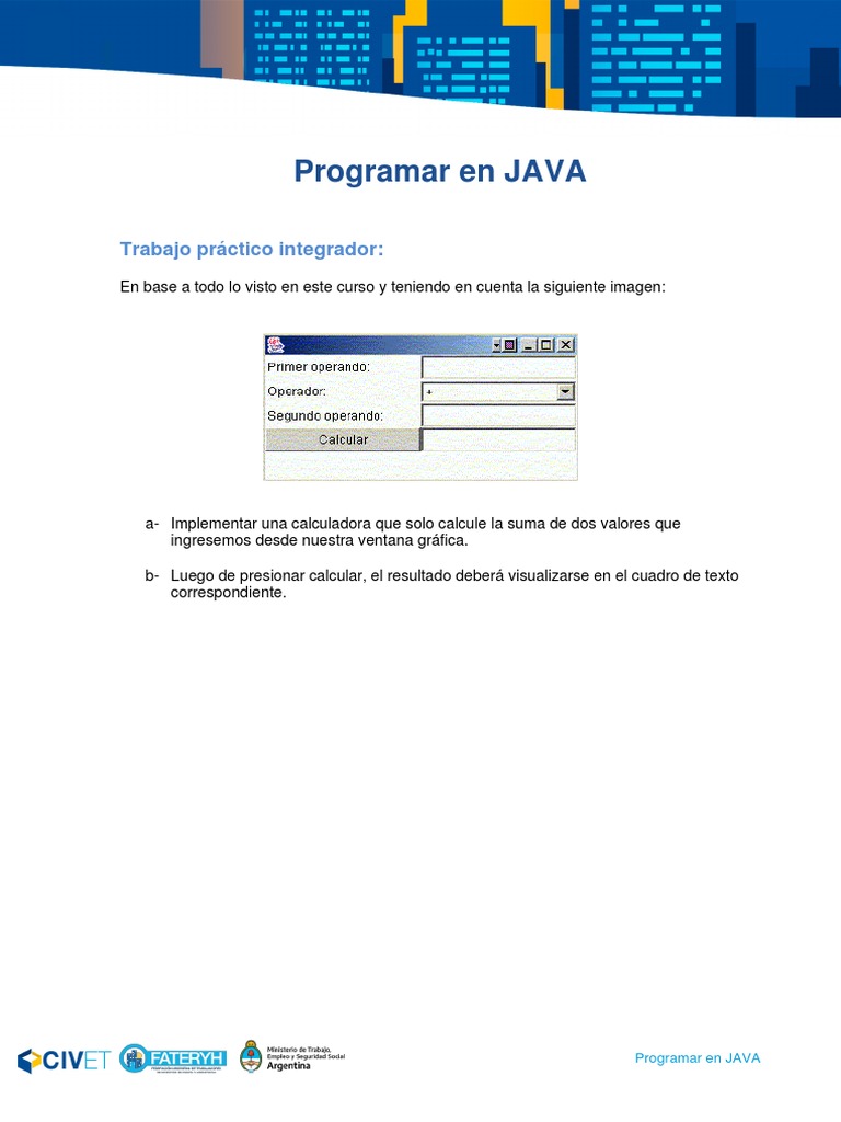 Calculadora Sencilla en JAVA | PDF | Informática
