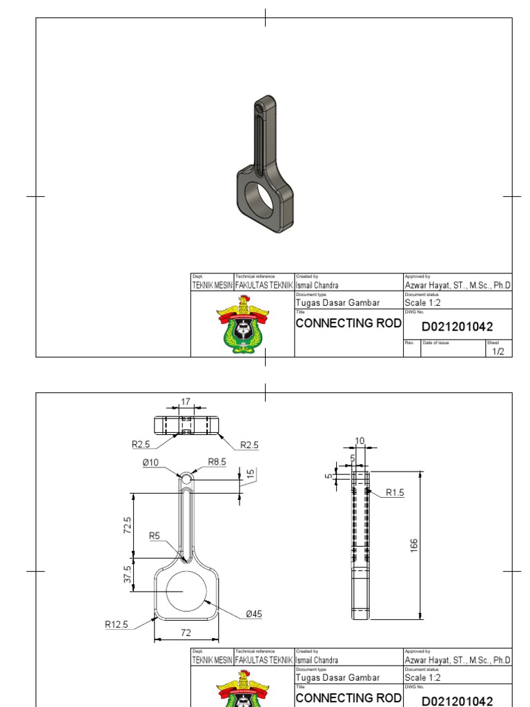 Connecting Rod Technical Drawing | PDF