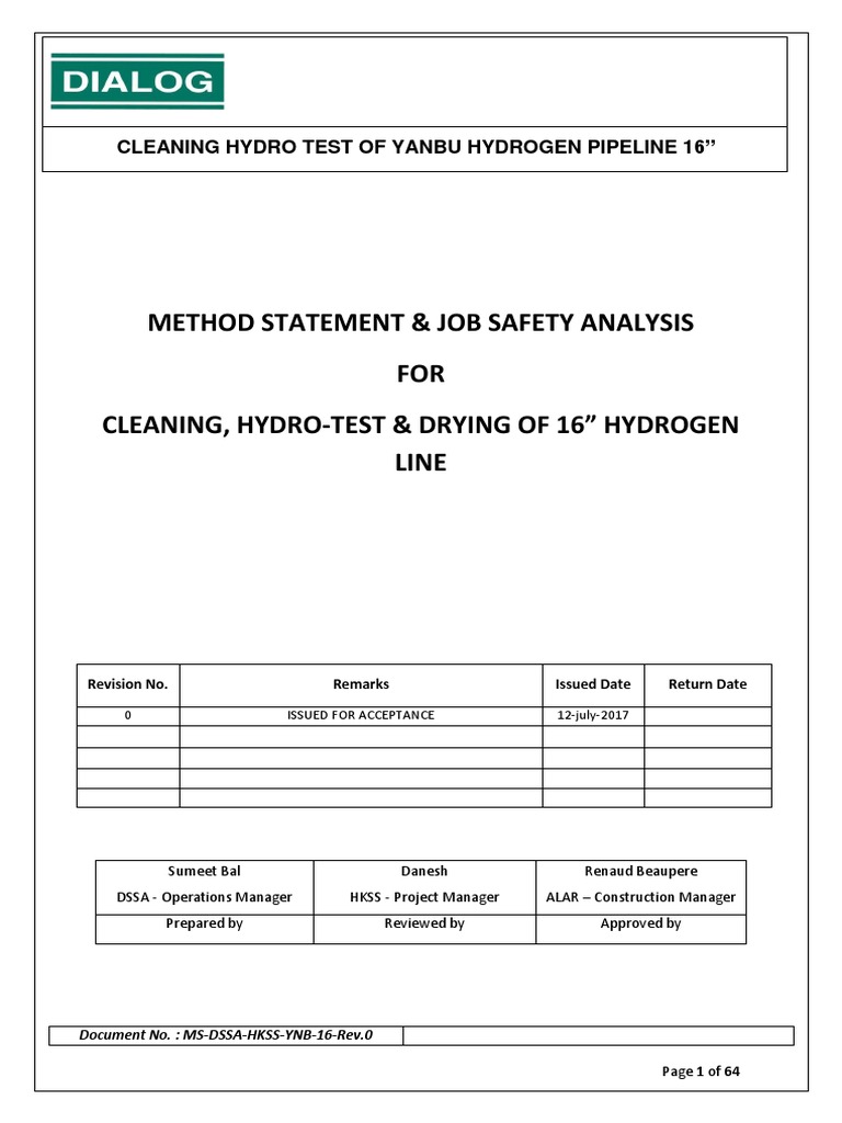Yanbu Hydrogen Pipeline Hydro Test | PDF | Pipeline Transport ...