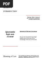 Session 1: Meaning - Object - Sources of Law - Civil Law vs. Criminal Law - Principle of Natural Justice