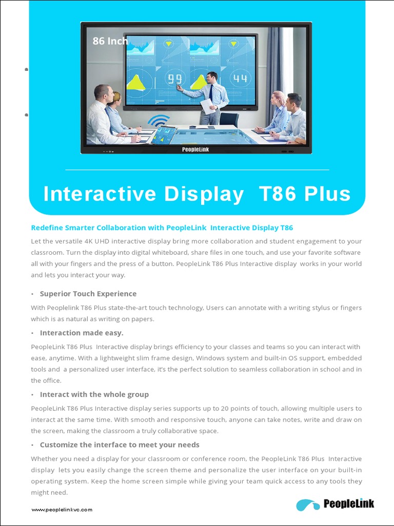 PeopleLink T86 Plus Interactive Display | PDF | Computer Monitor ...