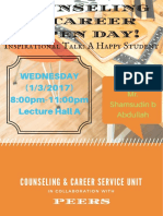 Counseling & Career Open Day!: Inspirational Talk: A Happy Student