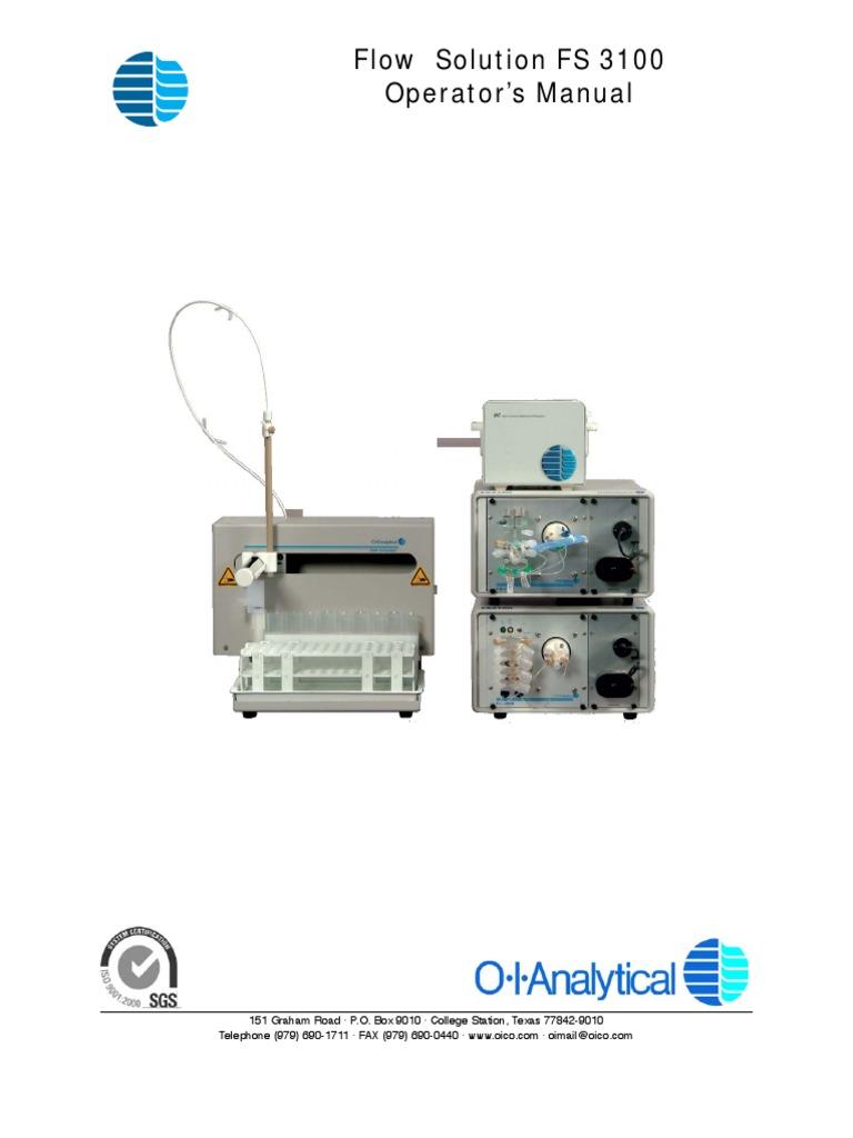 Flow Solution FS 3100 Operator's Manual: 151 Graham Road P.O. Box 9010 ...
