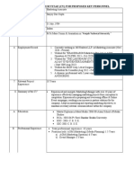 Form For Curriculum Vitae (CV) For Proposed Key Personnel