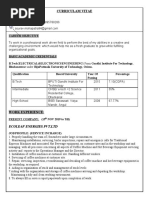 Curriculam Vitae: Ecoleaf Energies PVT - LTD