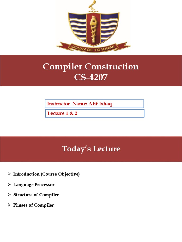 Compiler Construction Overview and Phases | PDF | Compiler | Parsing