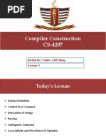 Compiler Construction CS-4207: Instructor Name: Atif Ishaq