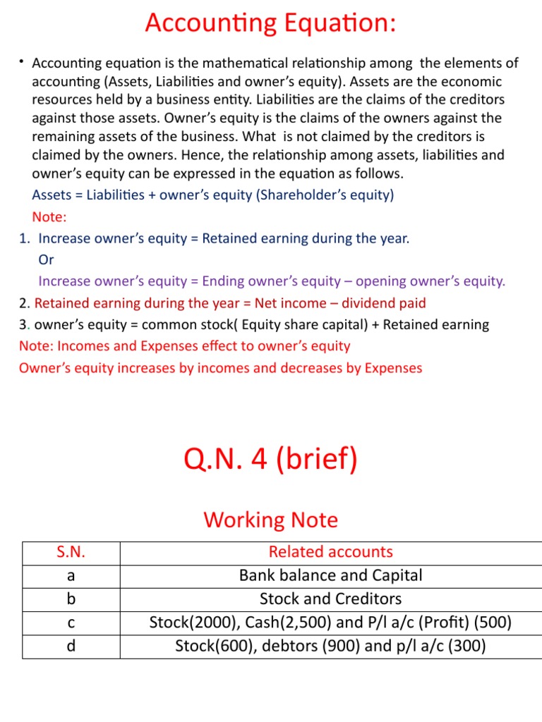 Accounting Equation | PDF | Equity (Finance) | Debits And Credits