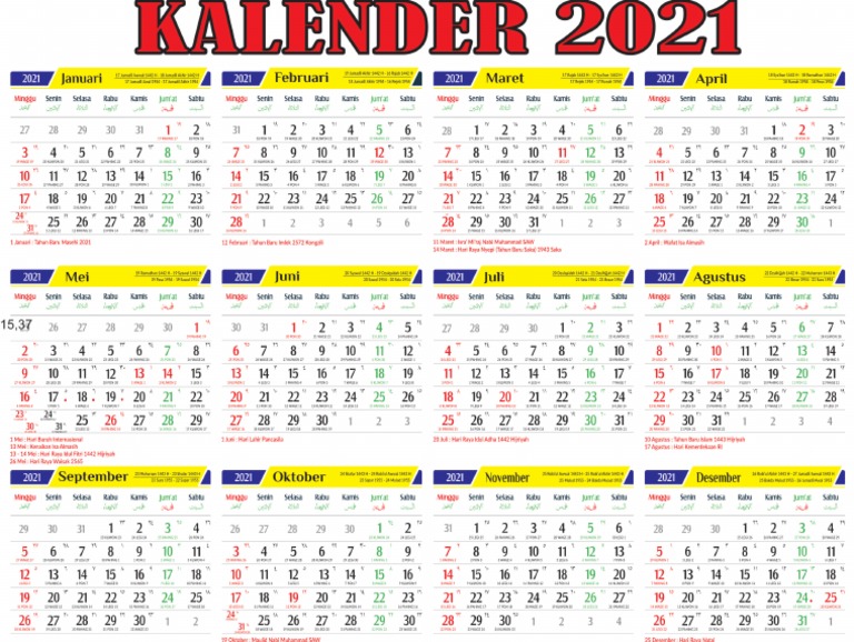 Kalender 2021 Indonesia PDF | PDF