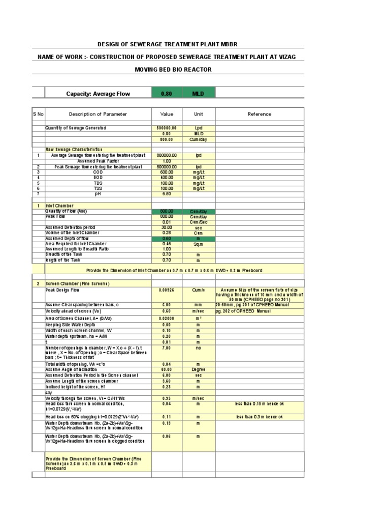 MBBR Design for Sewage Treatment Plant | PDF | Sewage Treatment | Water ...