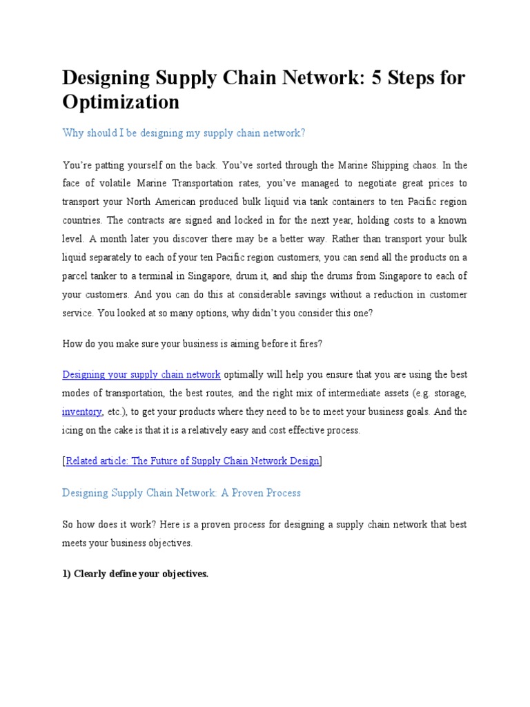 Supply Chain Network Design Guide | PDF | Supply Chain | Warehouse