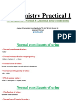 Biochemistry Practical 1: (Urine Analysis - Normal & Abnormal Urine Constituents)