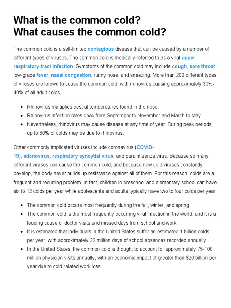 What Is The Common Cold PDF