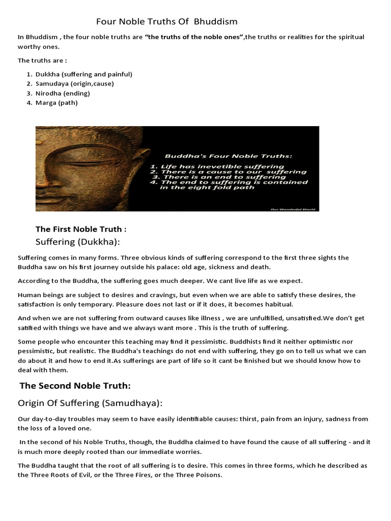 Four Noble Truths of Buddhism Explained | PDF | Four Noble Truths ...