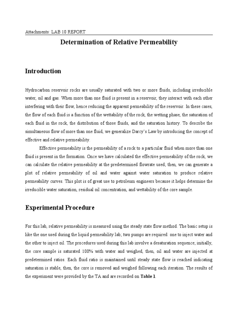Determination of Relative Permeability | PDF | Permeability (Earth ...
