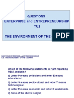 Enterprise and Entrepreneurship TU2 The Environment of The Company