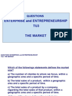 Enterprise and Entrepreneurship TU3 The Market: Questions