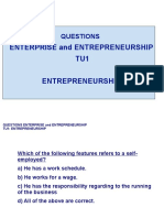Enterprise and Entrepreneurship TU1 Entrepreneurship: Questions