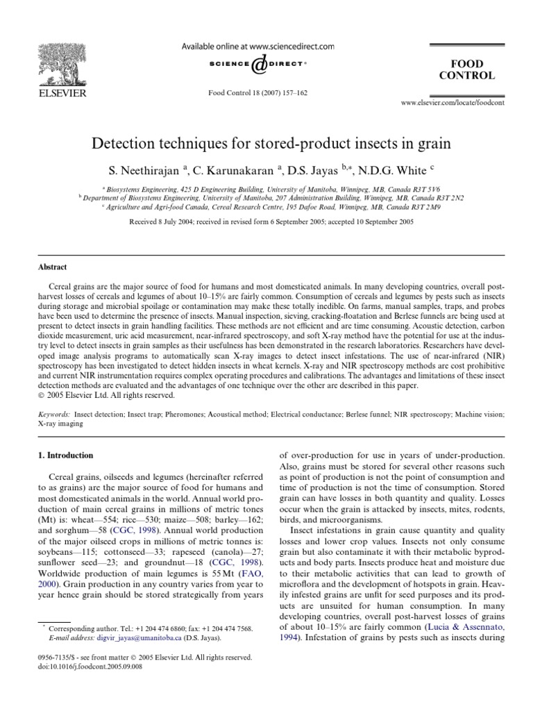 Insect Infestation Detection Methods | PDF | Infrared | Insects