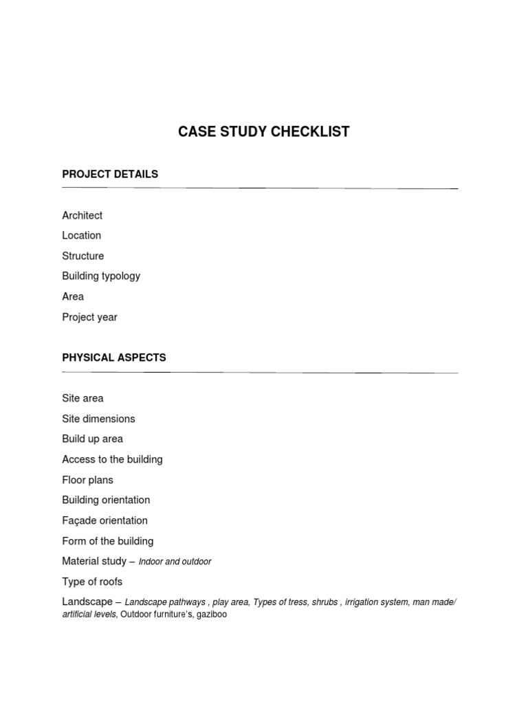 Case Study Checklist PDF