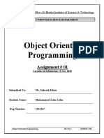 Object Oriented Programming: Assignment # 01