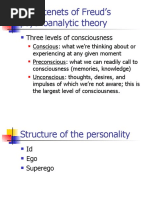 Basic Tenets of Freud's Psychoanalytic Theory: Three Levels of Consciousness