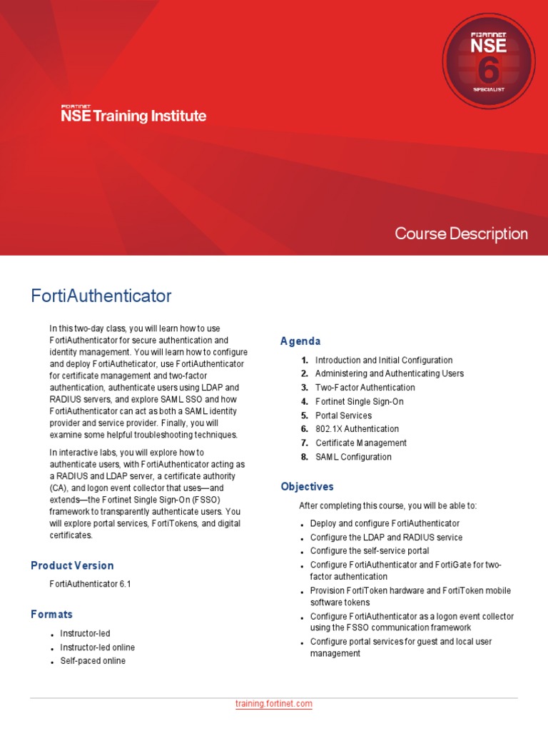 FortiAuthenticator 6.1 Course Description-Online PDF | PDF ...
