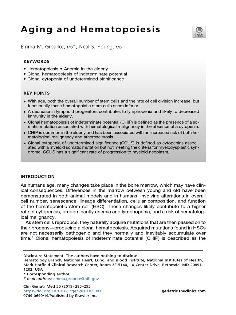 Aging Effects on Hematopoiesis and Anemia | PDF | Hematopoietic Stem ...