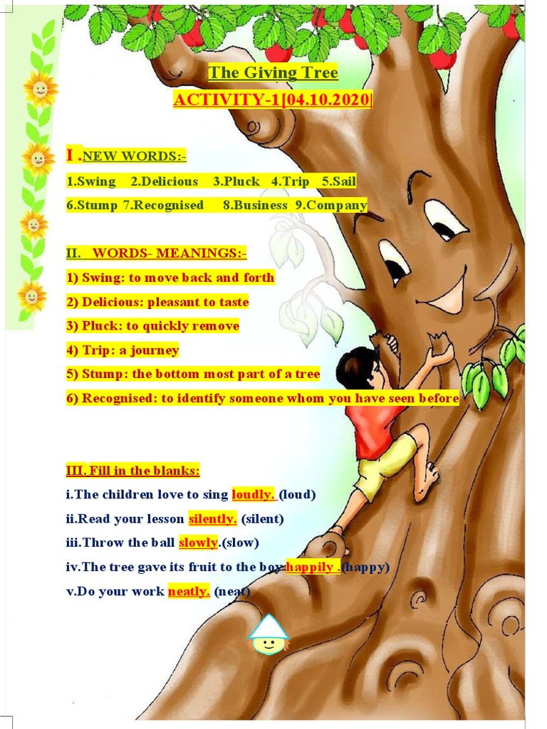 The Giving Tree: Class 4 Activities | PDF