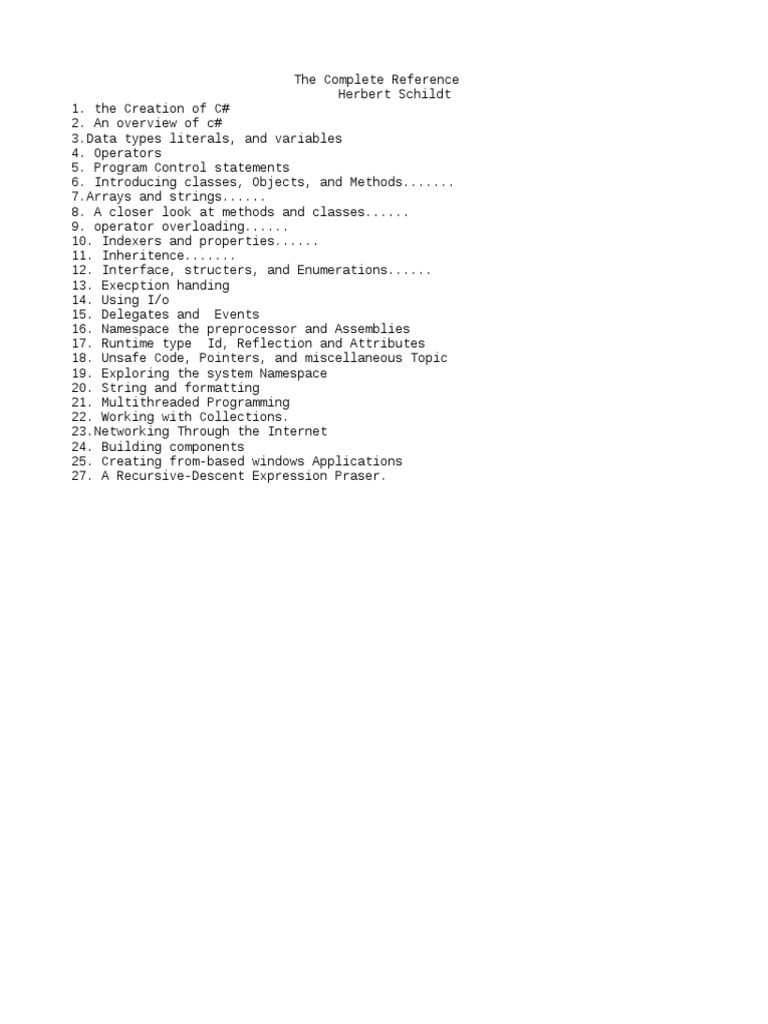 C# Complete Reference Overview | PDF | Art | Computers