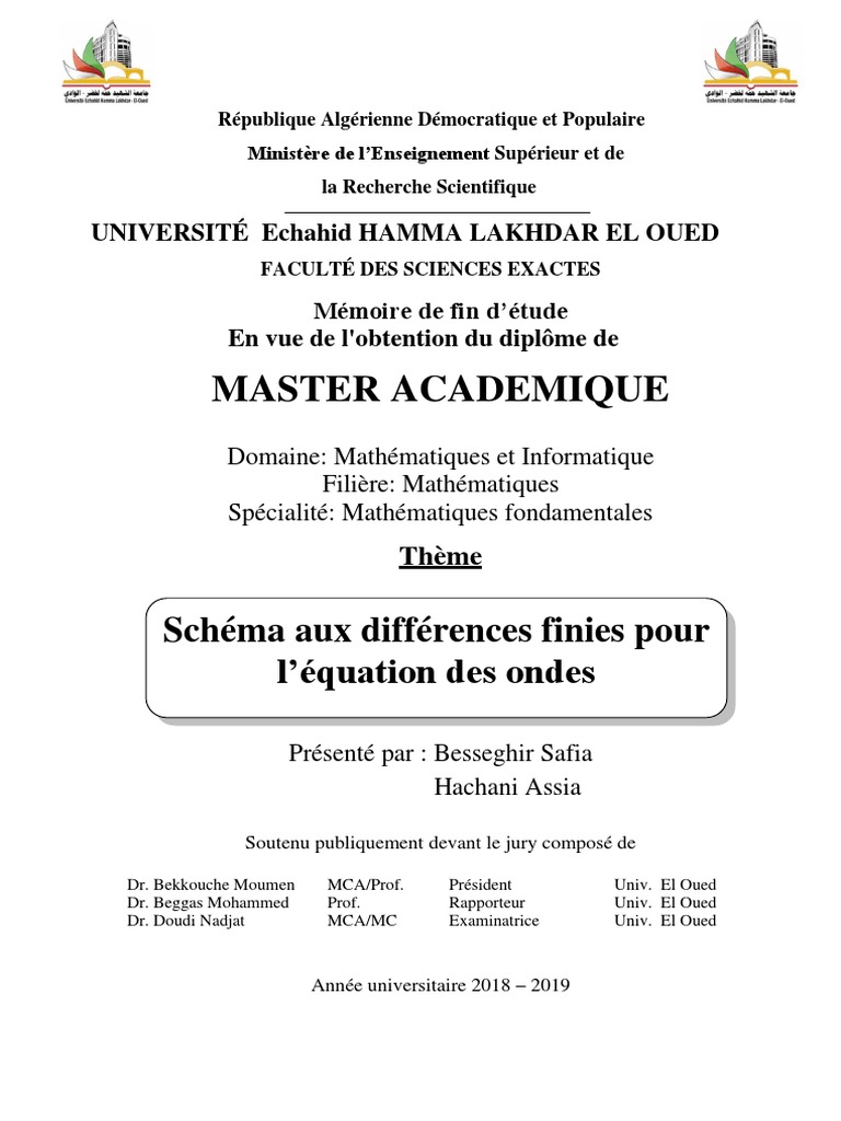 Comment Faire Un Schéma Sur La Classification Sciences Cmi Schéma Aux Différences Finies Pour L'équation Des Ondes | PDF | Équation  aux dérivées partielles | Équations