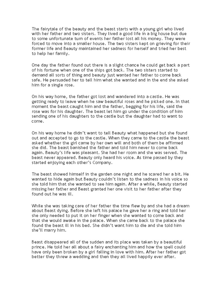 Beauty and The Beast Summary PDF Beauty