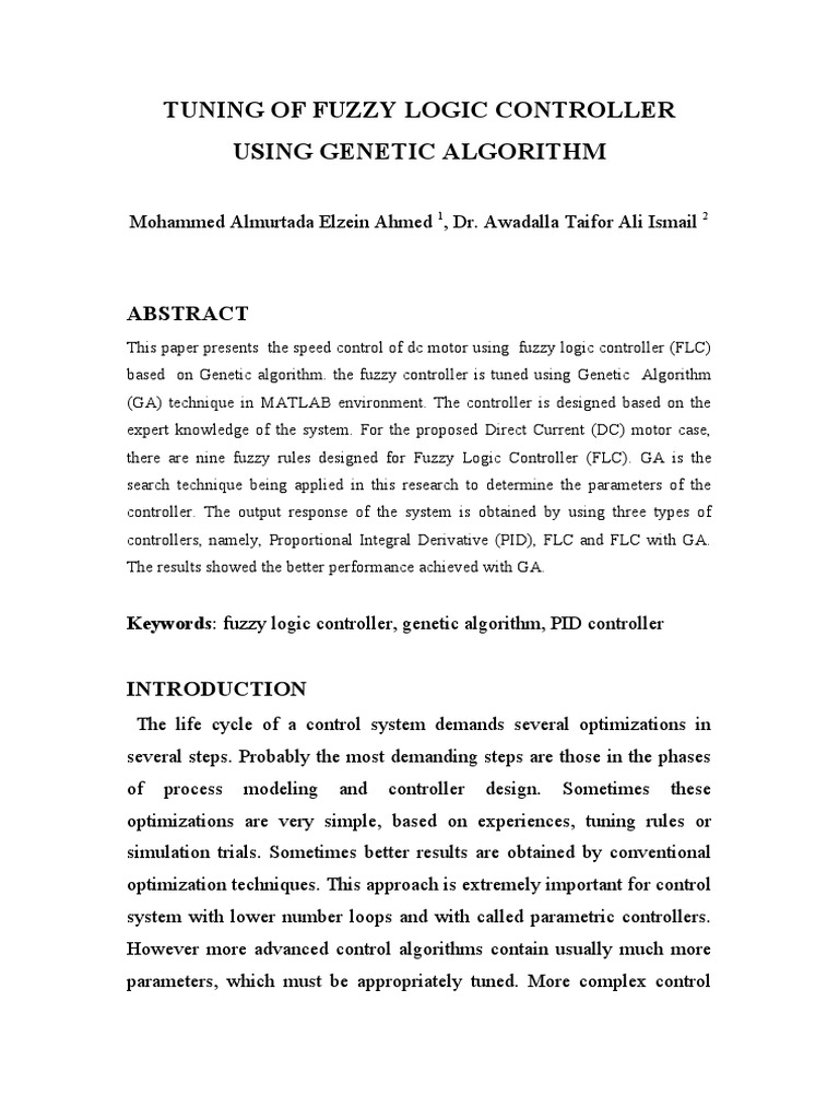 Tuning Fuzzy Logic with Genetic Algorithm | PDF | Control Theory ...