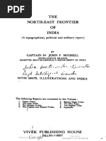 THE North-East Frontier OF India: Captain ST John F Michell