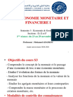 Cours Economie Monetaire Et Financiere - S3M1 - Sections - DEF - ADASKOU - Seance 1 - Du 23 Au 29 Novembre 2020
