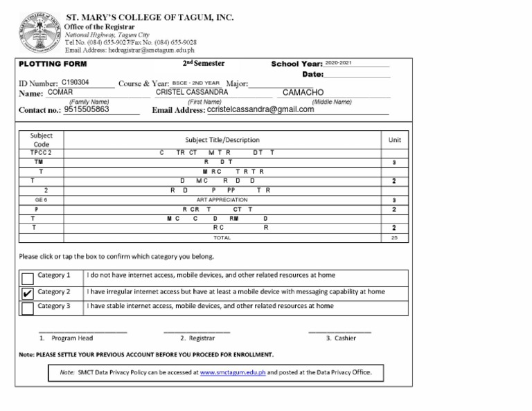College Course Plotting Form | PDF