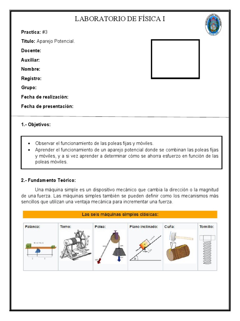 Ordenanza del gobierno Tesoro Recuperar Laboratorio 3 (Aparejo Potencial) | PDF | Equipo | Máquinas