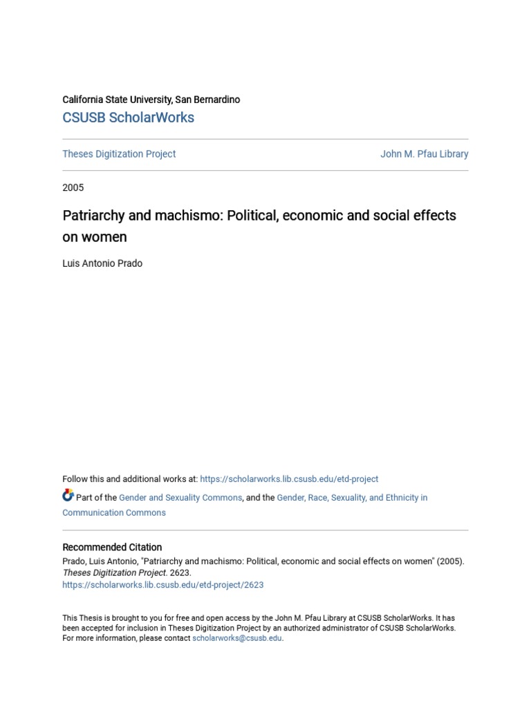 Effects of Patriarchy and Machismo on Women | PDF | Machismo | Patriarchy