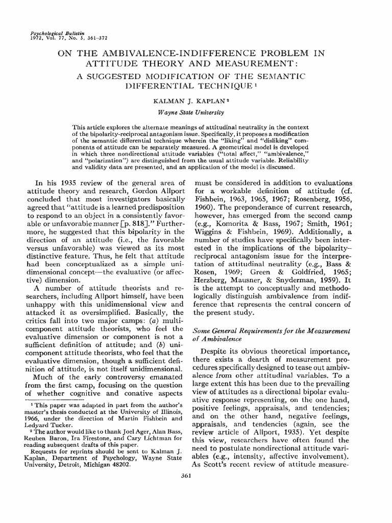 Kaplan PDF Attitude (Psychology) Correlation And Dependence