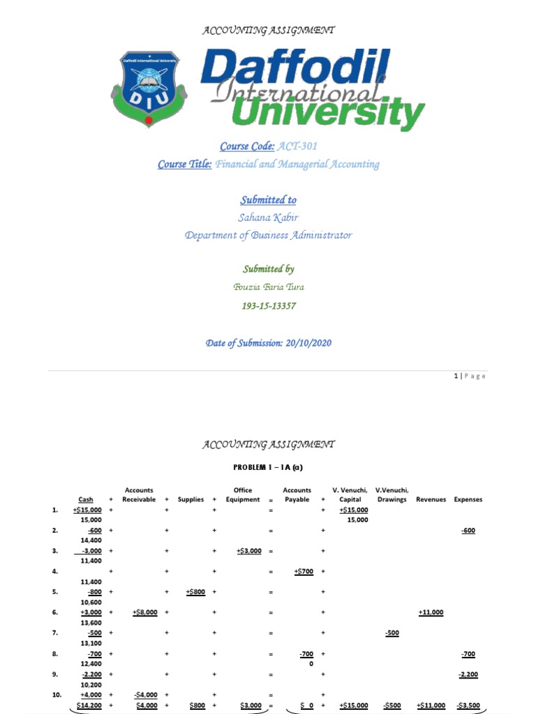 Accounting Assignment Cover Page | PDF | Expense | Revenue