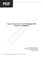 This Study Resource Was: Chaos at Uber: The New Ceos Challenge (2018) Final Case Assignment