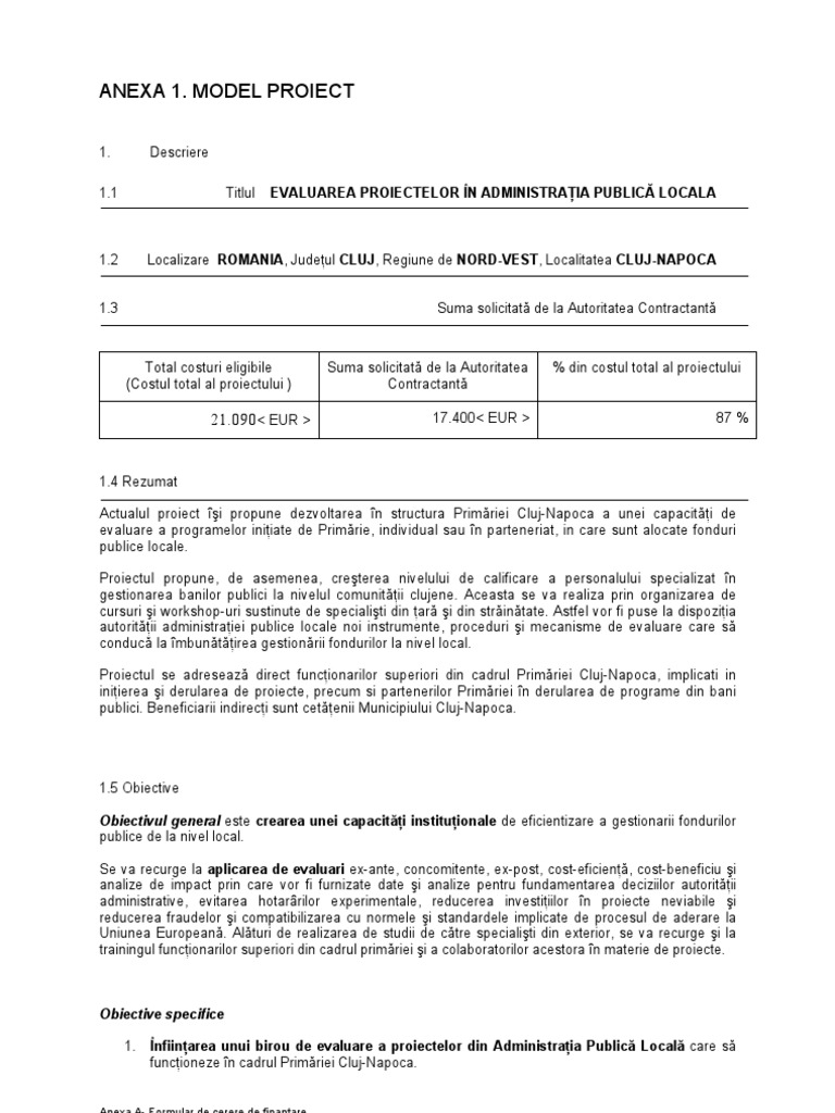 Proiecte Europene-Model | PDF