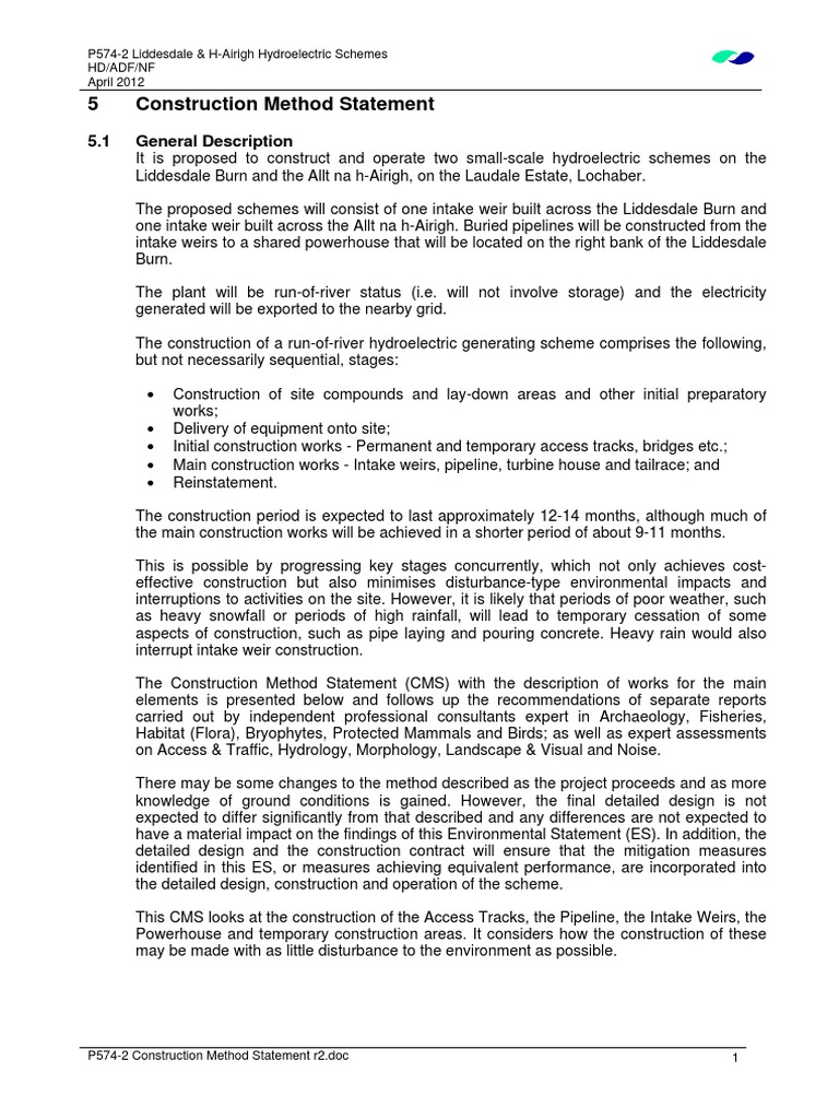 Construction Method Statement PDF | PDF | Peat | Drainage