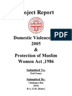 Project Report: Domestic Violence Act 2005 & Protection of Muslim Women Act, 1986