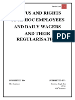 Status and Rights of Adhoc Employees and Daily Wagers and Their Regularisation