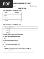 English Worksheet For Class 2 Name - Section