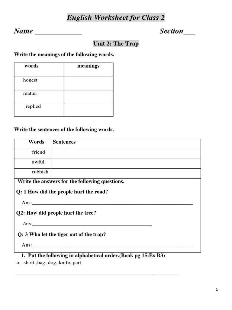 Class 2 English PDF Syntactic Relationships Grammar